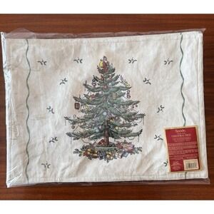 4 Spode Christmas Tree Placemats 18.5" x 13" Rectangle Holiday Table Top
